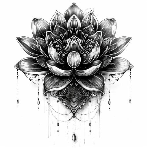 Gothic style water lily tattoo concept