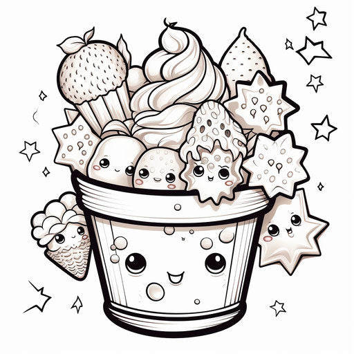 A bucket of edible coloring pages with a fun design