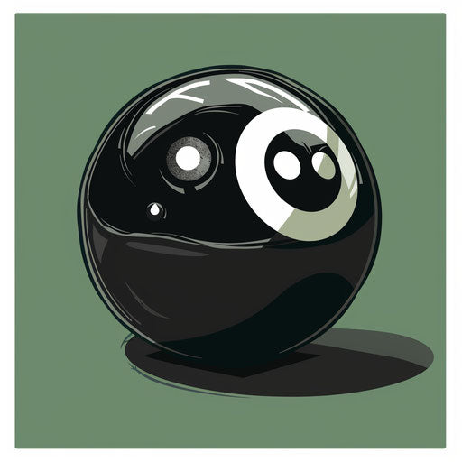 Black ball with glossy finish and sharp white highlights