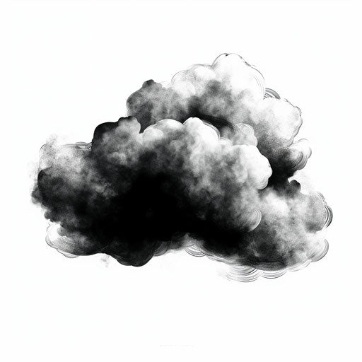 Cloud PNG clipart in the style of Chiaroscuro Art, on white background