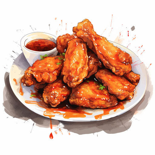 Chicken wing illustration in the style of Oil painting, on white background