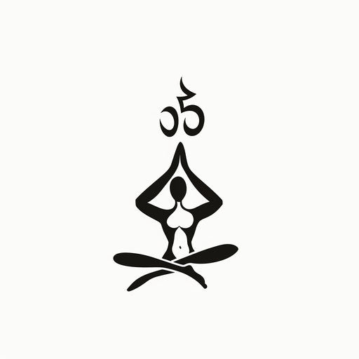 Minimalist yoga pose outline with om symbol on white
