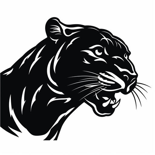 Minimalist style clipart of a panther on white background