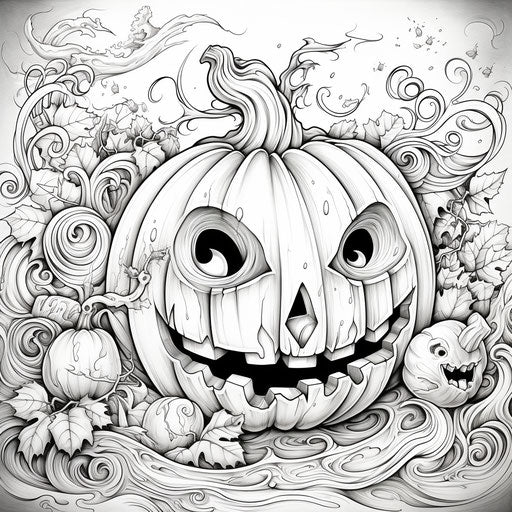 Halloween page or doodle pumpkin and candy coloring for kids