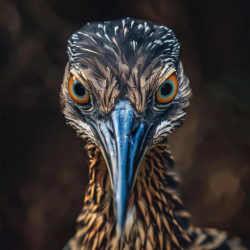 Speedy bird with expressive eyes in close-up