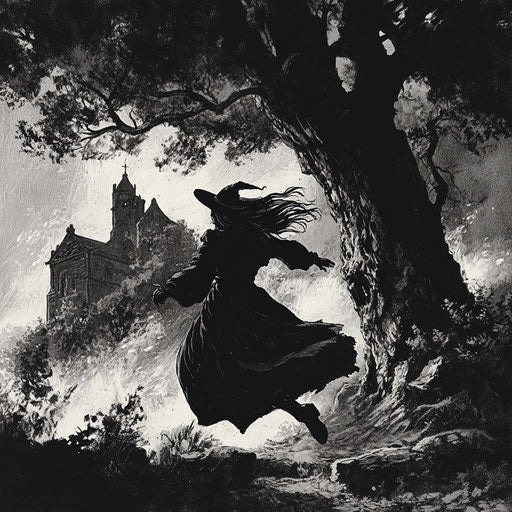 A witch runs into a tree