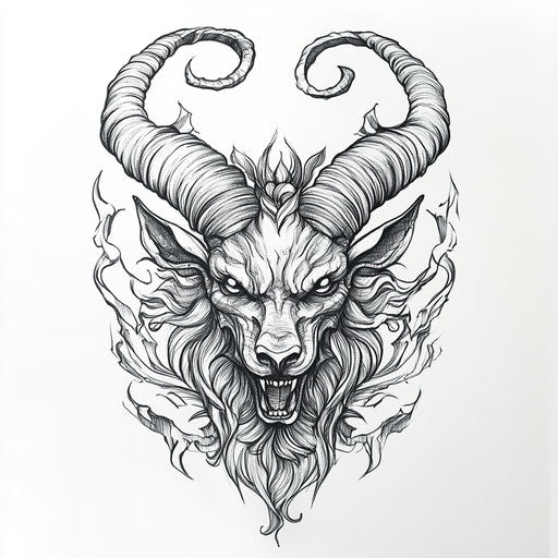 Beautiful flat clipart style tattoo sketch of mythical creatures