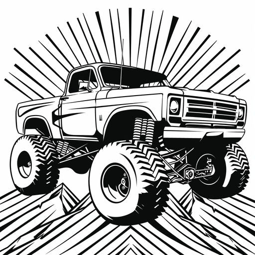 Minimalist abstract monster truck with bold shapes