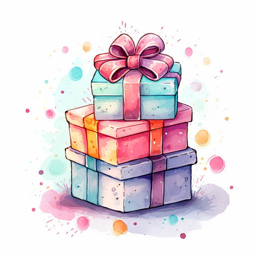 Christmas present clipart in the style of Pastel Colors Art