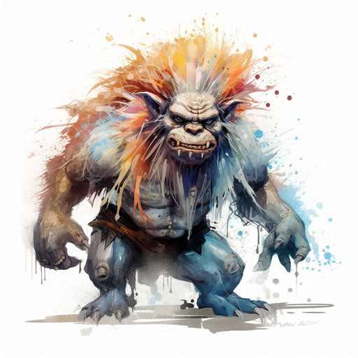 Troll clipart in the style of Impressionistic Art, on a white background