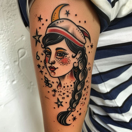 Freckle tattoos with sailor motifs