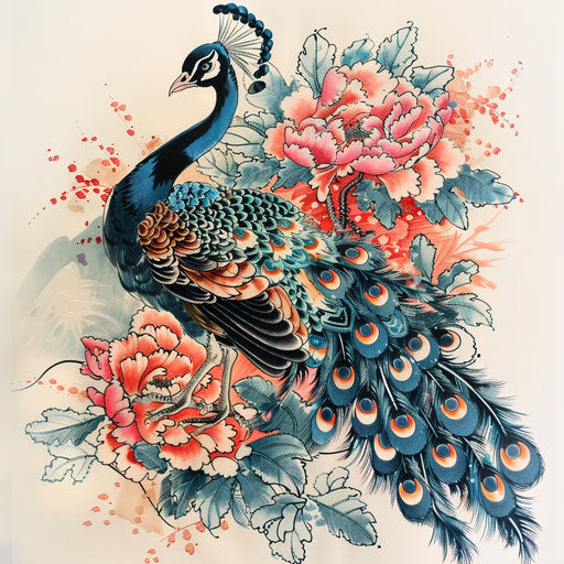 Colorful Peacock Tattoo Artistry Set
