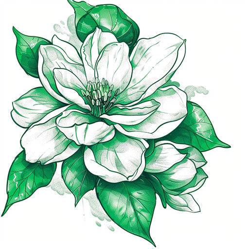 Elegant Japanese gardenia tattoo design