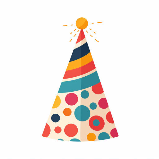 Birthday hat clipart in the minimalist style, on white background