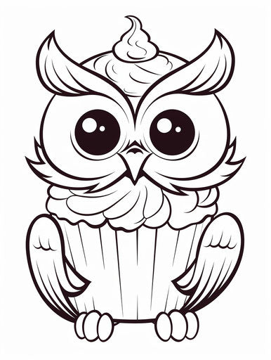 Owl on cupcake holding another cupcake