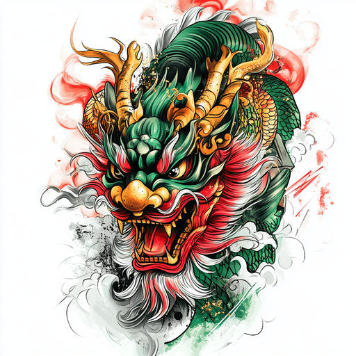 Yakuza back tattoo with vibrant color palette sketch