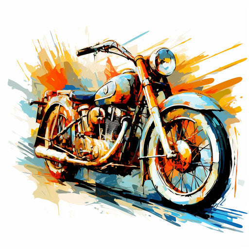 Motor clipart in the style of Impressionistic Art, on white background