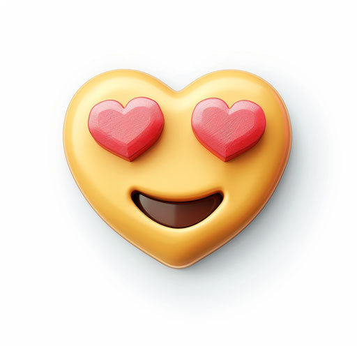 Emoji with hearts on face, warm and happy style