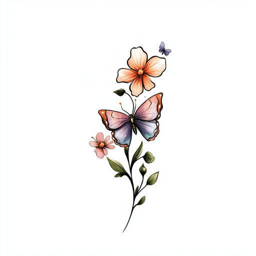Small meaningful tattoos for females with butterfly and flower