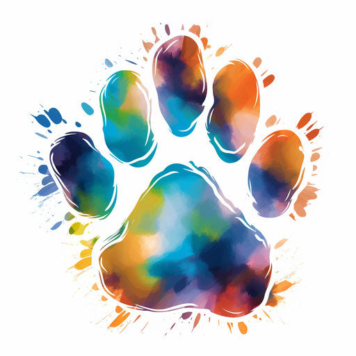 Paw print art clip in the style of Oil painting, on white background