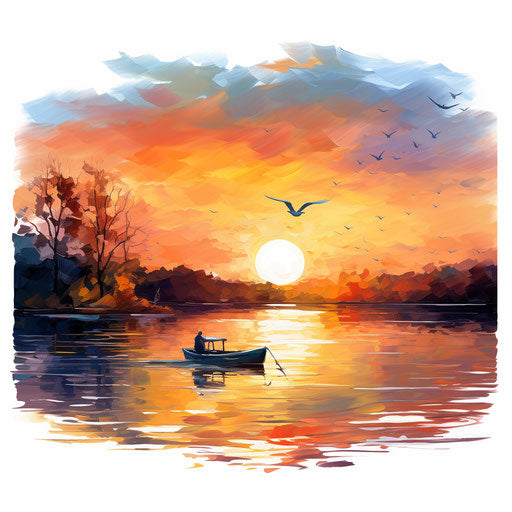 Good afternoon clipart in the style of Oil painting, on a white background