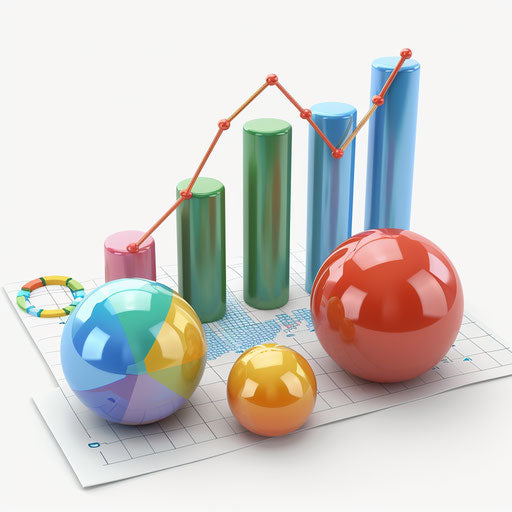 Realistic statistics clipart on flat white background