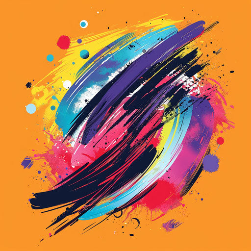 Creative business logo with brush stroke elements and vibrant palette, on a colorful background