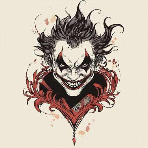 Flat tattoo sketch for joker card, minimalist style
