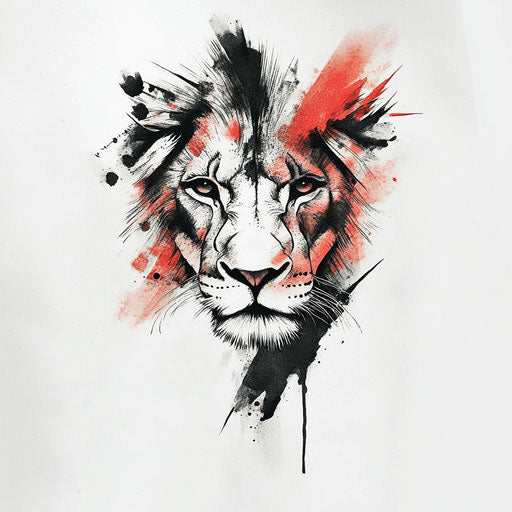 Flat tattoo sketch for lion on hand in clipart style