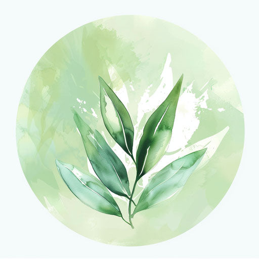 Artistic painting logo with watercolor effect on light green background