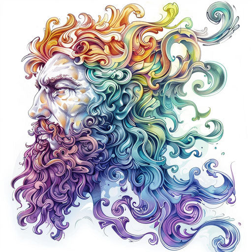 Intricate Greek mythology tattoo design featuring Zeus