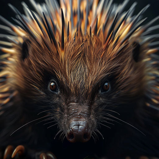 Curious echidna with detailed and sharp look