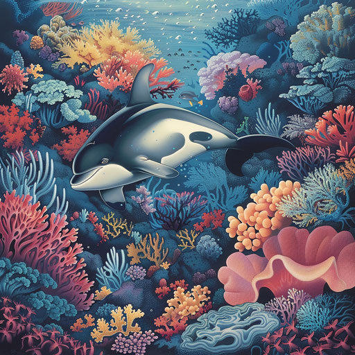 California porpoise navigating coral reef