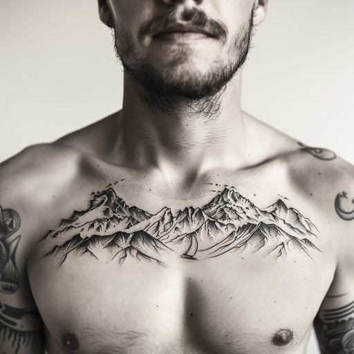 Cool tattoos for men with minimalist mountains