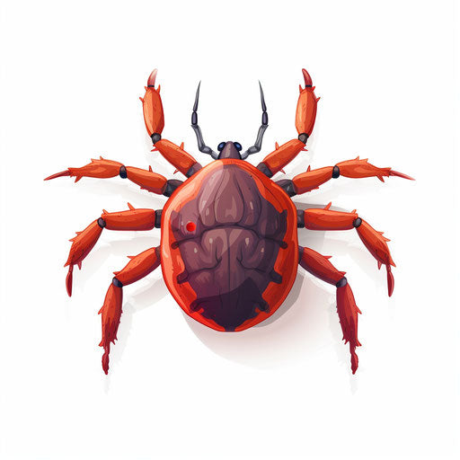 Realistic tick drawing with flat white background