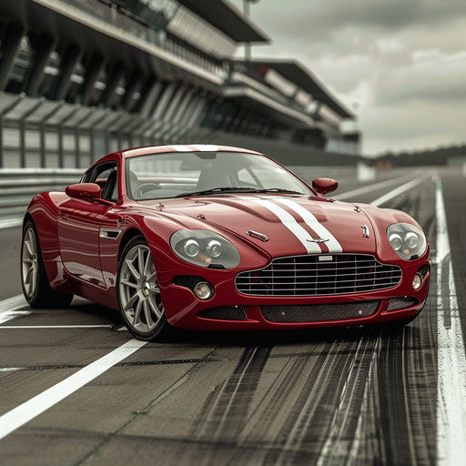 Racing-striped Aston Martin DB7 Zagato on the starting grid