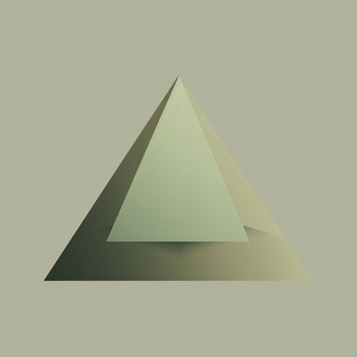 Realistic triangle clipart on olive background, soft gradients