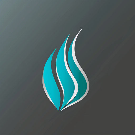 Water logo in turquoise and gray with a sleek background