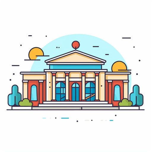 Minimalist-style museum clipart on white background