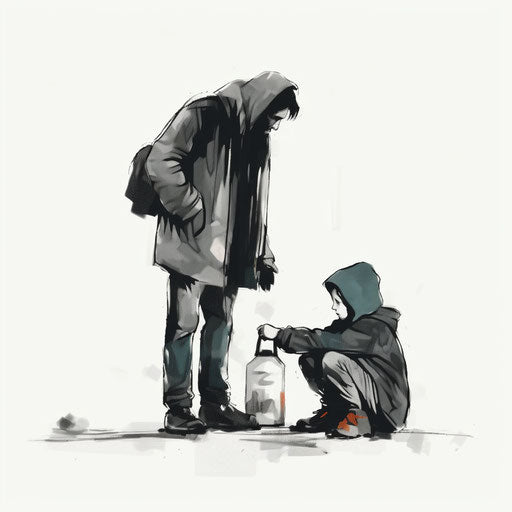 Minimalist poverty clipart on white background