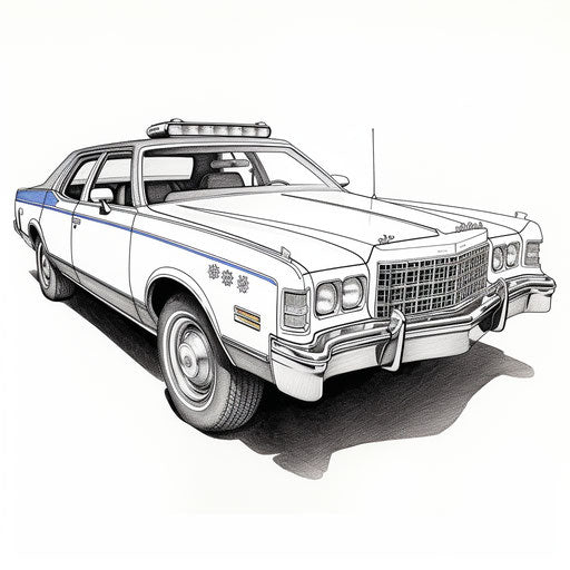 Patrol car coloring pages drawing, gritty elegance American
