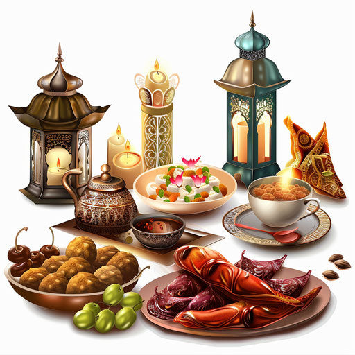 Realistic Ramadan clipart on flat white background