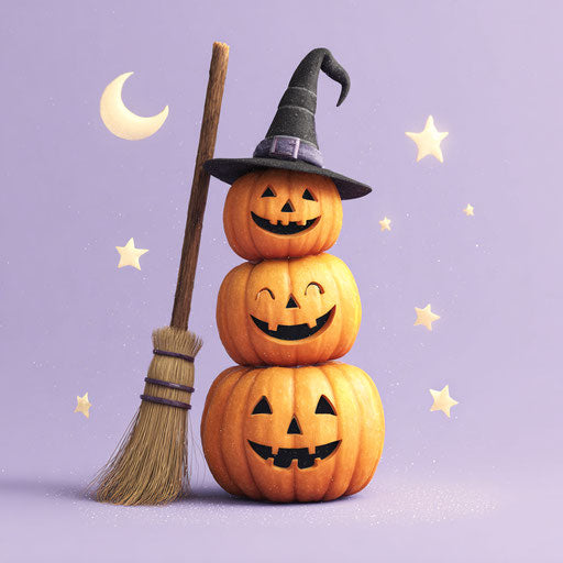 Playful Halloween Clip Art with Stacked Jack-o'-Lanterns