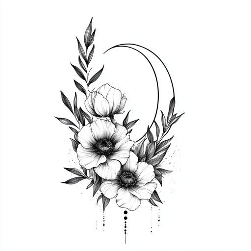 Minimalist inner elbow tattoo in flat clipart style