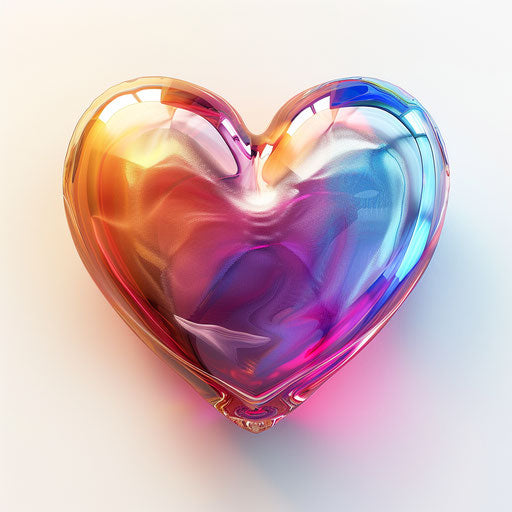 Realistic love heart on flat white background, vibrant colors