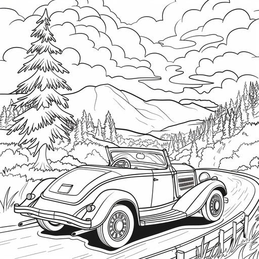 Car on road with two simple wheels