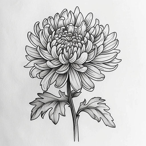 Chrysanthemum blackwork tattoo design