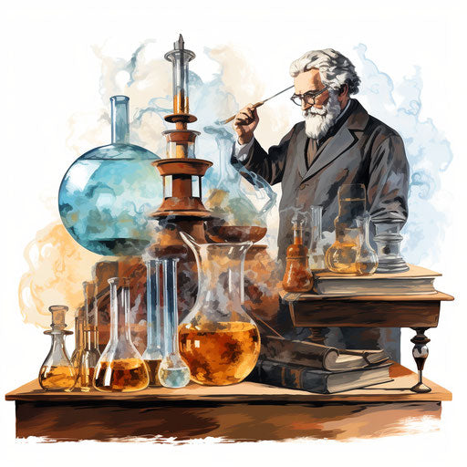 Science clip art in the style of Oil painting, on a white background