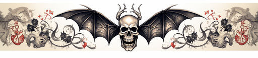 Bat tattoo, skull motifs, Xbox 360 graphics