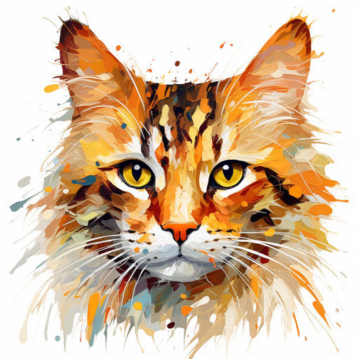 Cat face clipart in the style of Impressionistic Art